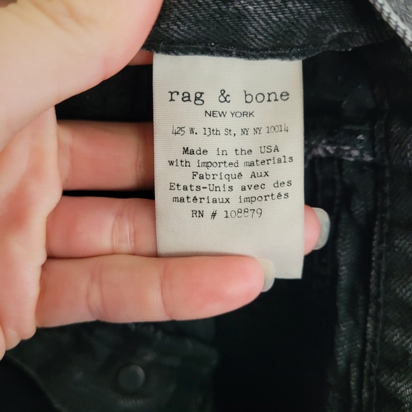 Rag & Bone Marilyn High Rise Button Fly Mini Denim Shorts in Black Hawk, Size 30 - Picture 9 of 10